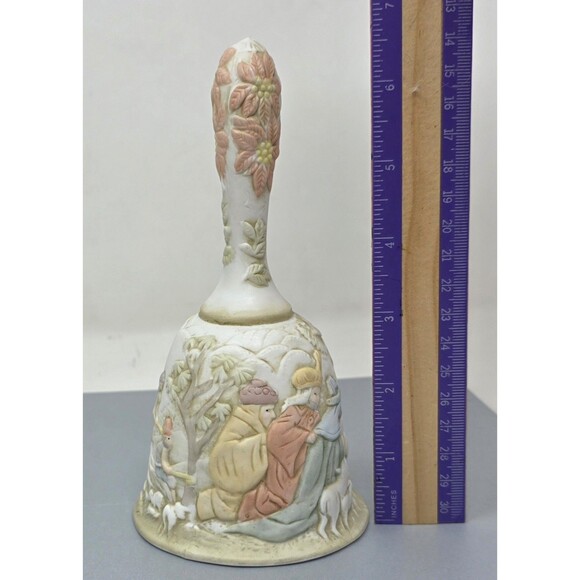 LEFTON Vintage 1982 Nativity Bell Come All Ye Faithful Hand Painted Christmas - Picture 10 of 11